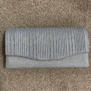 Silver Sparkly Shoulder Purse Formal with Metal Shoulder Strap